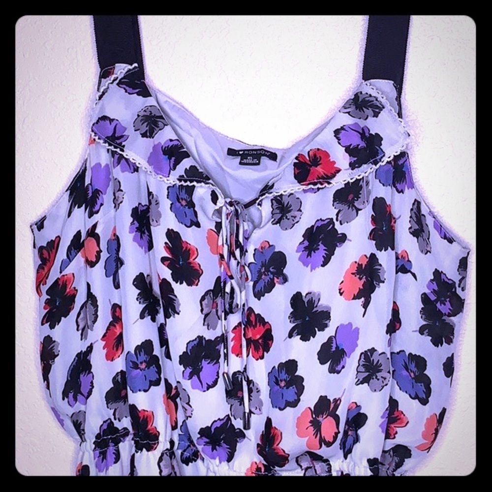 Gray Dress, w/ floral print Pink and Purple